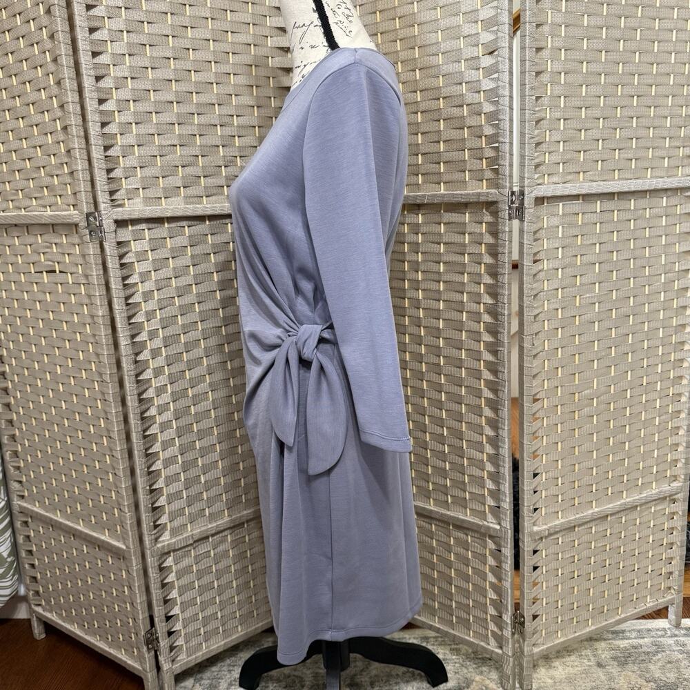 Cable & Gauge Side Tie Sheath Dress Size M Alpine Blue Modal Blend Knit NWT - Picture 2 of 10